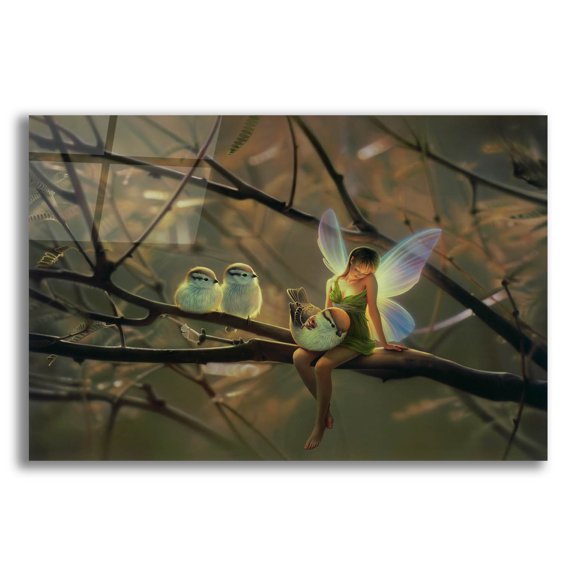 Epic Art 'Feathered Friends-C' by Kirk Reinert, Acrylic Glass Wall Art, 16"x12"