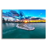 Epic Art 'Fiery Chicago Sunset' by Epic Portfolio, Acrylic Glass Wall Art, 16"x12"