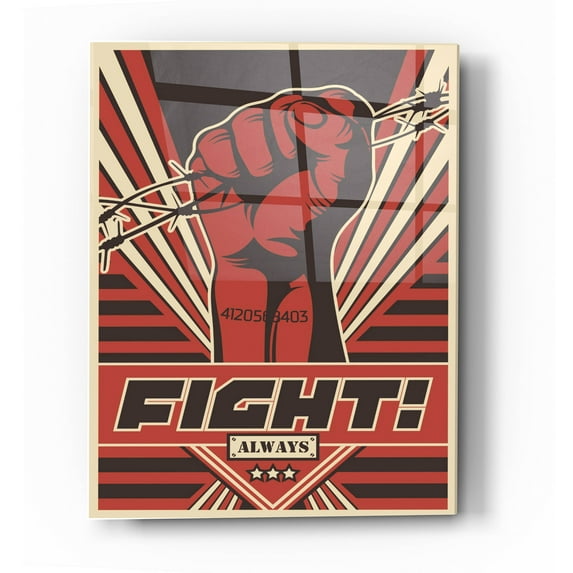 Epic Art 'Fight' Acrylic Glass Wall Art, 24"x36"