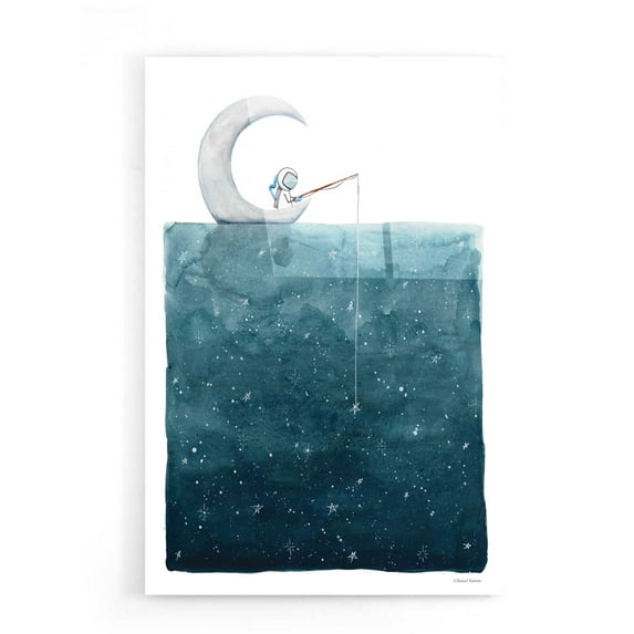 Epic Art 'Fishing For Stars' by Rachel Nieman, Acrylic Glass Wall Art, 16"x24"