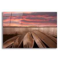 Epic Art 'Five Boats At Sunset, Interlochen, Michigan 14' by Monte Nagler, Acrylic Glass Wall Art, 24"x16"