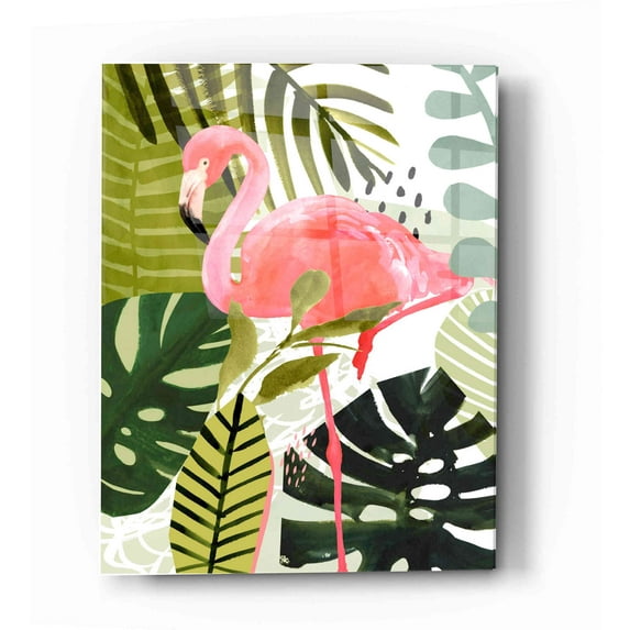Epic Art 'Flamingo Forest I' by Victoria Borges Acrylic Glass Wall Art, 16"x24"