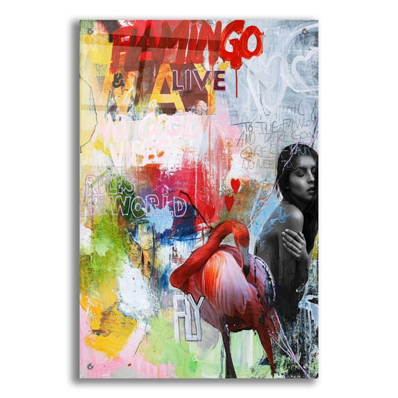 Epic Art 'Flamingo' by Design Fabrikken, Acrylic Glass Wall Art, 24"x36"