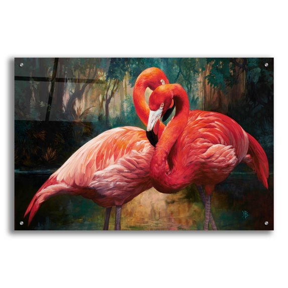 Epic Art 'Flamingos' by Julie Bel, Acrylic Glass Wall Art, 36"x24"