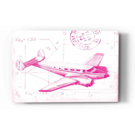 Epic Art 'Flight Schematic IV in Pink' by Ethan Harper Acrylic Glass Wall Art, 12"x16"