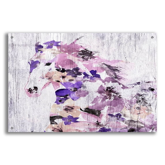 Epic Art 'Floral Farm Horse' by Irena Orlov, Acrylic Glass Wall Art, 36"x24"