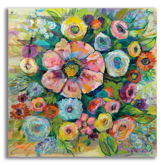 Epic Art 'Floral Fireworks' by Jeanette Vertentes, Acrylic Glass Wall Art, 36"x36"