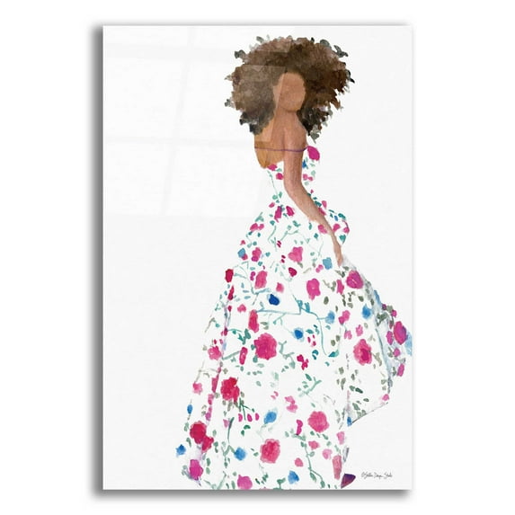 Epic Art 'Floral Gown 1' by Stellar Design Studio, Acrylic Glass Wall Art, 16"x24"