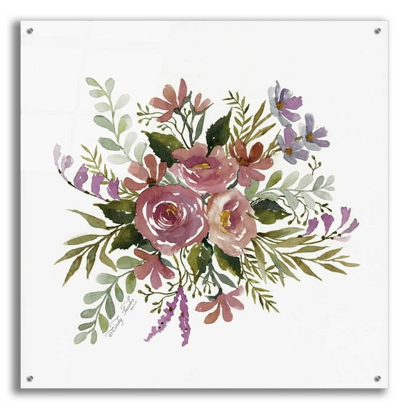 Epic Art 'Floral Spray I' by Cindy Jacobs, Acrylic Glass Wall Art, 36"x36"