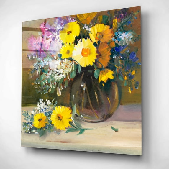 Epic Art 'Floral Still Life II' by Tim O'Toole, Acrylic Glass Wall Art, 12"x12"