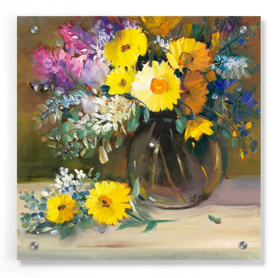 Epic Art 'Floral Still Life II' by Tim O'Toole, Acrylic Glass Wall Art, 36"x36"