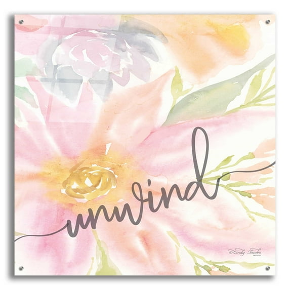 Epic Art 'Floral Unwind' by Cindy Jacobs, Acrylic Glass Wall Art, 36"x36"