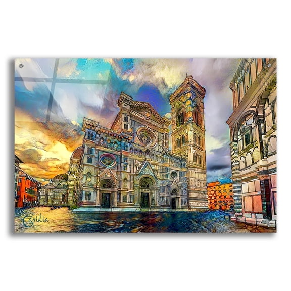 Epic Art 'Florence Italy Cathedral of Saint Mary of the Flower 2' by Pedro Gavidia, Acrylic Glass Wall Art, 36"x24"
