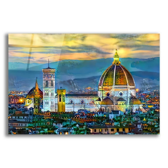 Epic Art 'Florence Italy Duomo Sunset' by Pedro Gavidia, Acrylic Glass Wall Art, 24"x16"