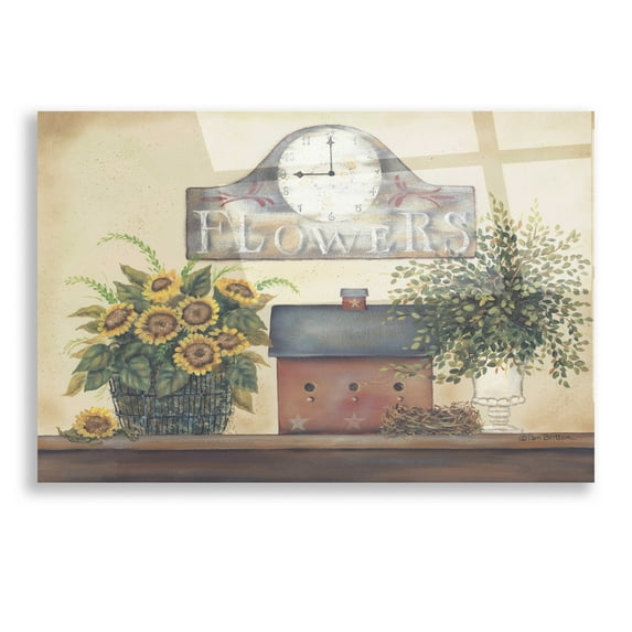 Epic Art 'Flower Clock' by Pam Britton, Acrylic Glass Wall Art, 16"x12"