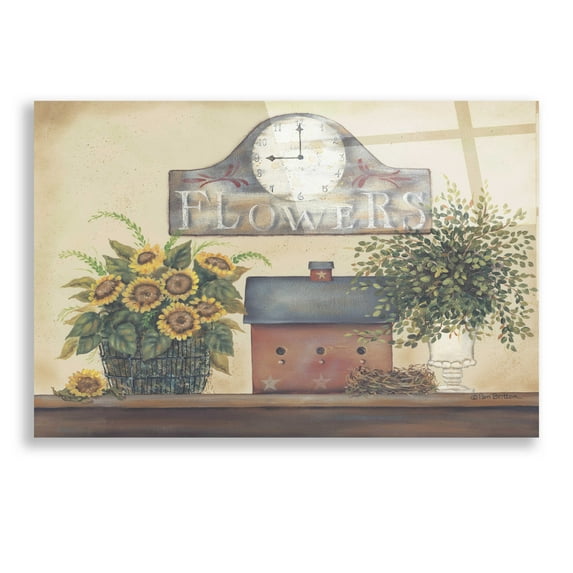 Epic Art 'Flower Clock' by Pam Britton, Acrylic Glass Wall Art, 24"x16"