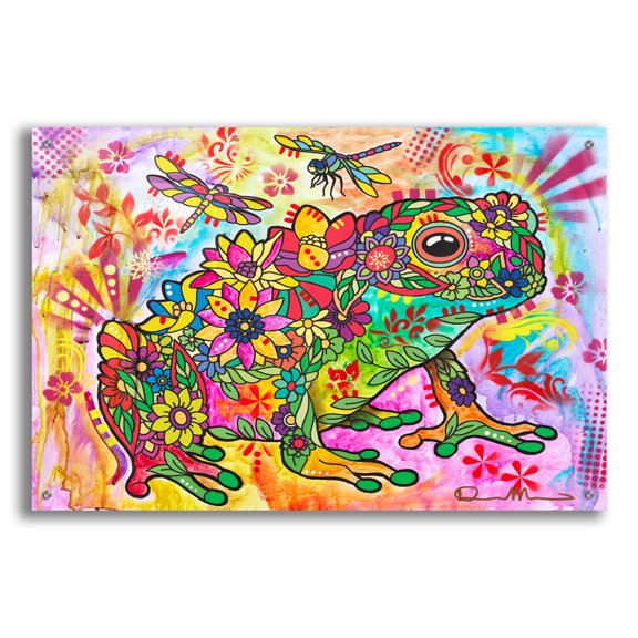 Epic Art 'Flower Froggie' by Dean Russo Acrylic Glass Wall Art, 36" x 24"