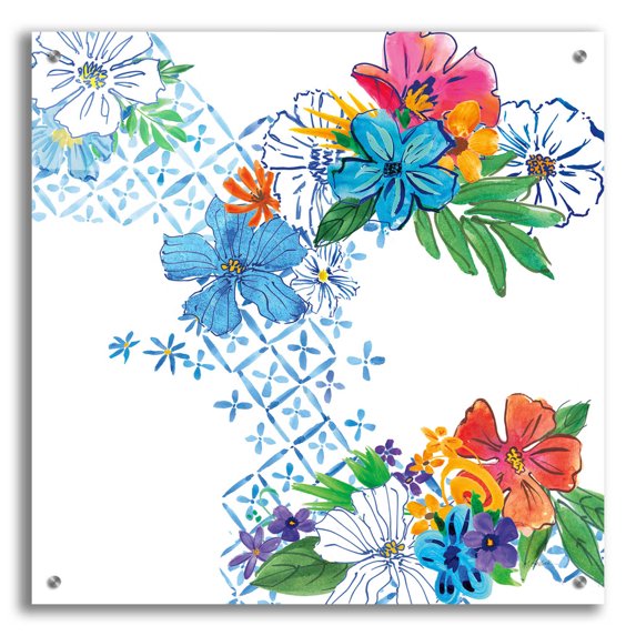 Epic Art 'Flower Power V' by Mike Schick, Acrylic Glass Wall Art, 24"x24"