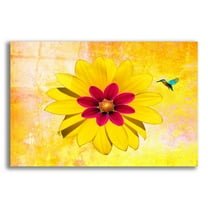 Epic Art 'Flower and Bird' by Ata Alishahi, Acrylic Glass Wall Art, 16"x12"