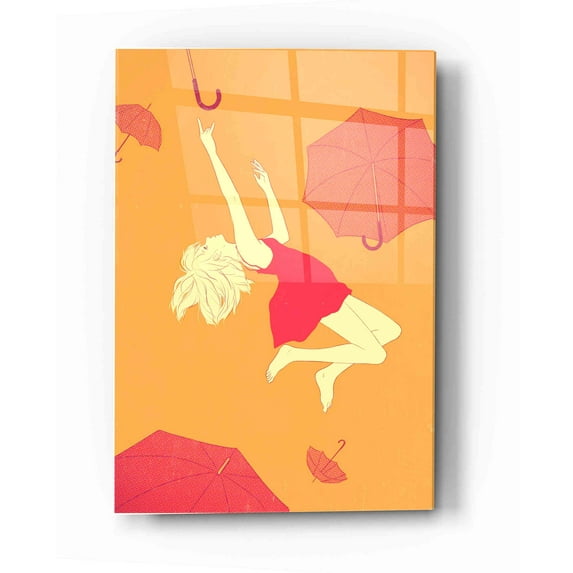 Epic Art 'Flying Umbrellas' by Sai Tamiya, Acrylic Glass Wall Art, 12"x16"