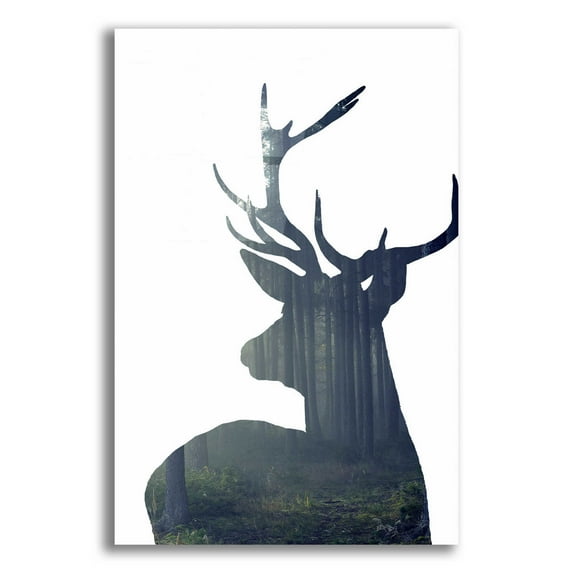 Epic Art 'Forest Deer Silhouette' by Incado, Acrylic Glass Wall Art, 16"x24"