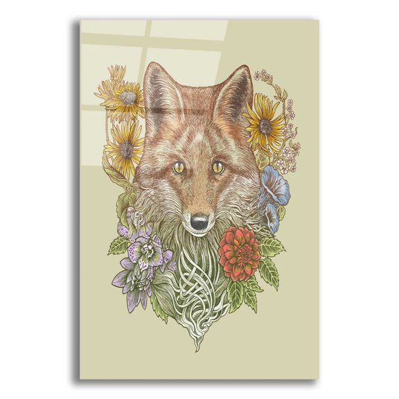 Epic Art 'Fox Garden' by Rachel Caldwell, Acrylic Glass Wall Art, 12"x16"