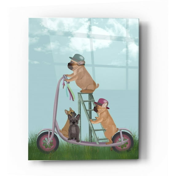 Epic Art 'French Bulldog Scooter' by Fab Funky Acrylic Glass Wall Art, 24"x36"