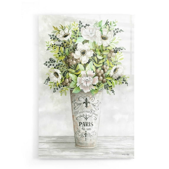 Epic Art 'French Floral II' by Cindy Jacobs, Acrylic Glass Wall Art, 16"x24"