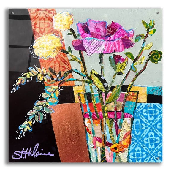 Epic Art 'Fun Funky Florals'  by St Hilaire Elizabeth Acrylic Glass Wall Art, 36" x 36"