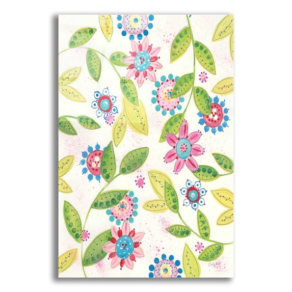 Epic Art 'Funky Flowers by Courtney Prahl, Acrylic Glass Wall Art, 12"x16"