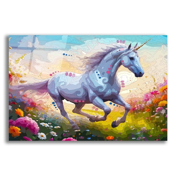 Epic Art 'Galloping Unicorn'  by Dean Russo Acrylic Glass Wall Art, 16" x 12"