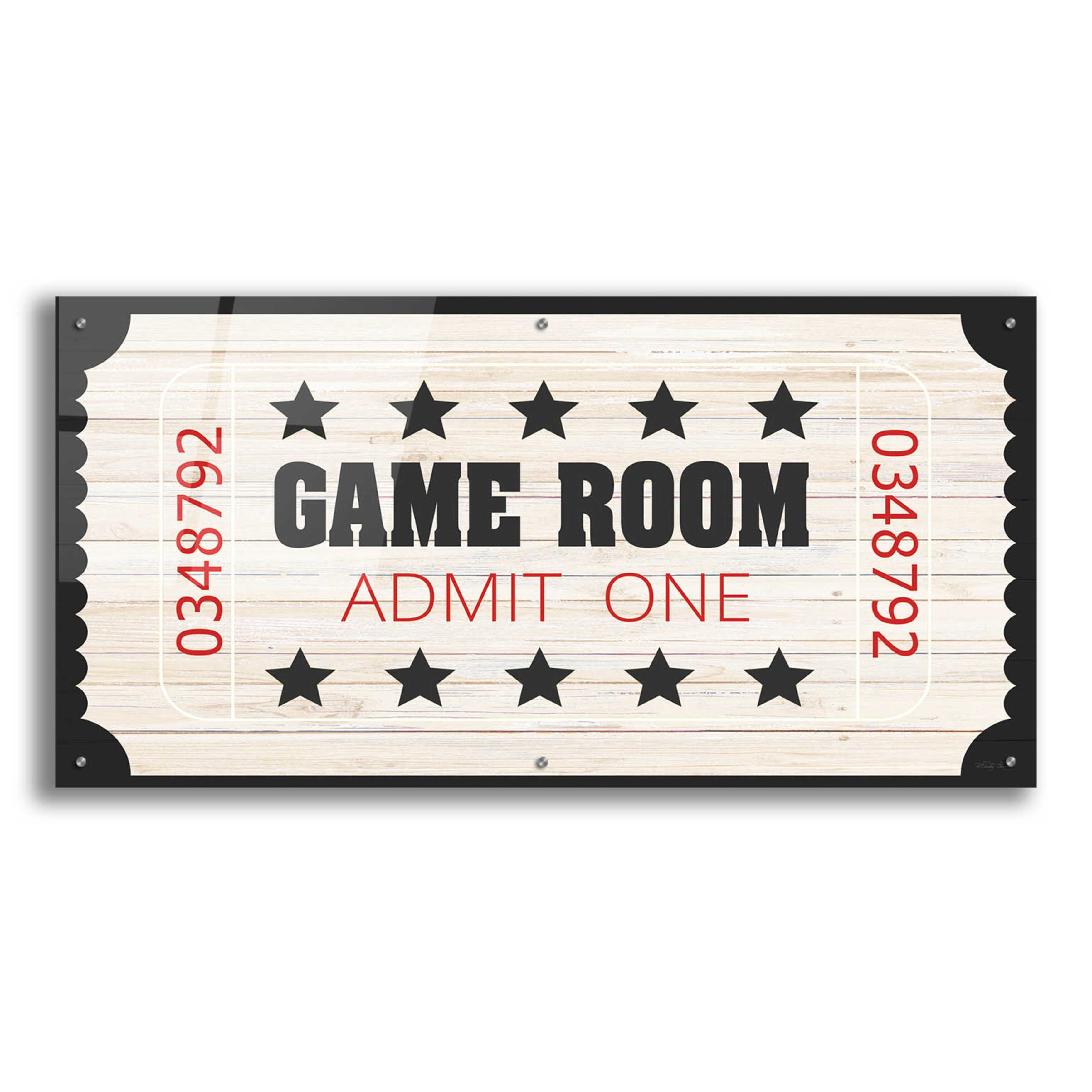 Epic Art 'Game Room Ticket' by Cindy Jacobs, Acrylic Glass Wall Art, 48 ...