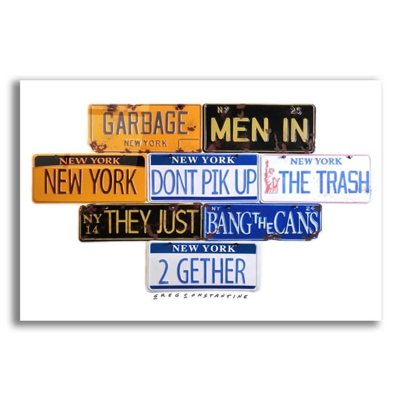 Epic Art 'Garbage Men In NY' by Gregory Constantine, Acrylic Glass Wall Art, 16"x12"