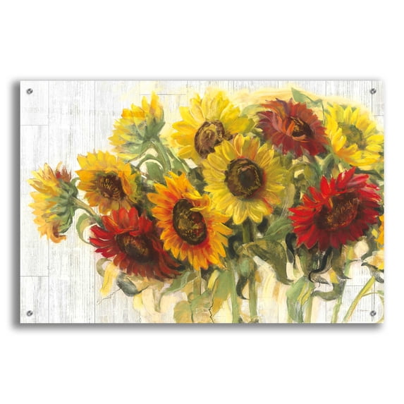 Epic Art 'Gathering Sun Crop On Wood' by Carol Rowan, Acrylic Glass Wall Art, 36"x24"