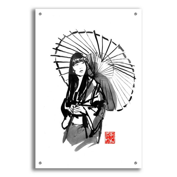 Epic Art 'Geisha Under Umbrella' by Pechane, Acrylic Glass Wall Art, 24"x36"