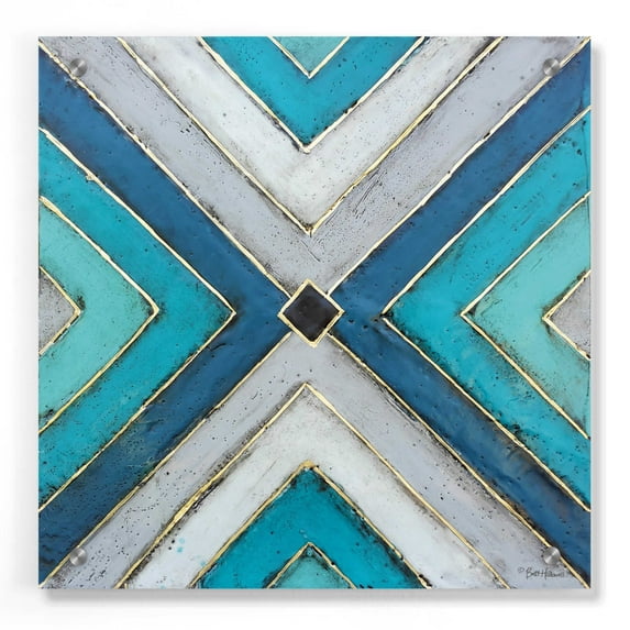 Epic Art 'Geometric Common Ground' by Britt Hallowell, Acrylic Glass Wall Art, 36"x36"