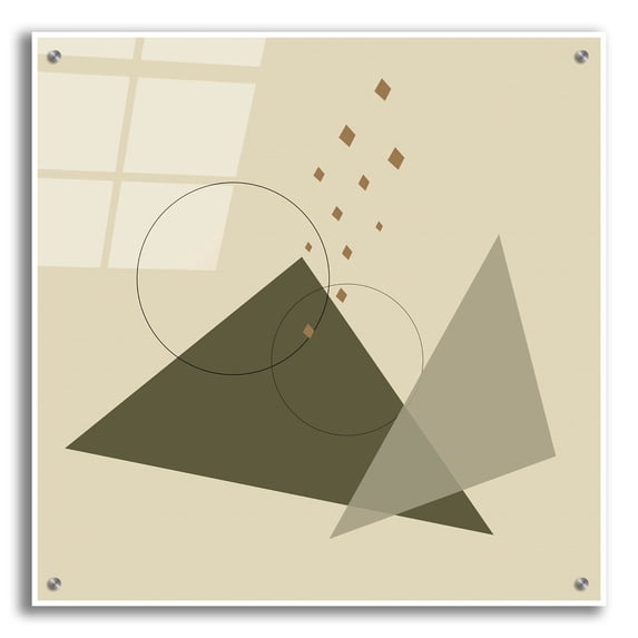 Epic Art 'Geometric Shapes-Meteor Shower In The Mountains Green' by Sabrina Balbuena, Acrylic Glass Wall Art, 24"x24"