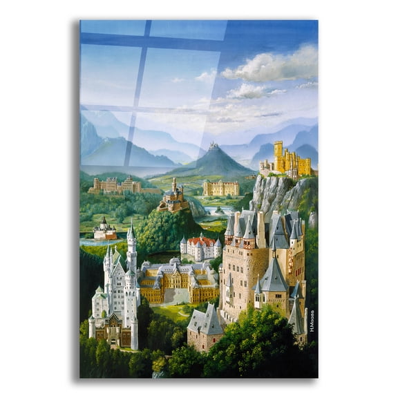 Epic Art 'German Castles' by Harro Maass, Acrylic Glass Wall Art, 12"x16"