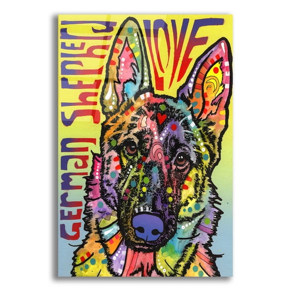 Epic Art 'German Shepherd Luv' by Dean Russo, Acrylic Glass Wall Art, 12"x16"
