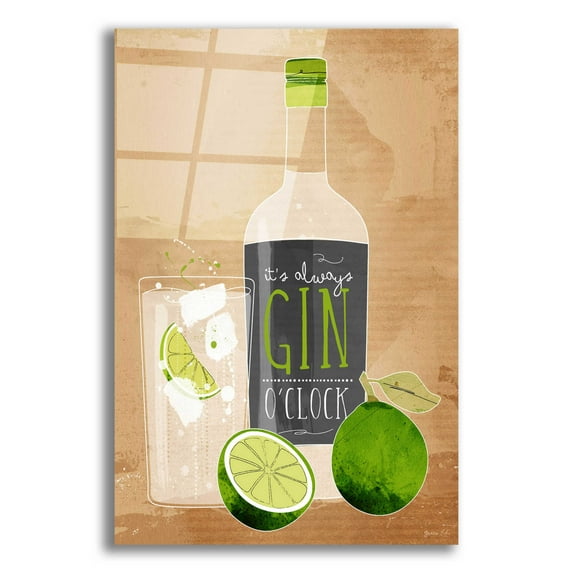 Epic Art 'Gin O’Clock' by Green Lili, Acrylic Glass Wall Art, 12"x16"