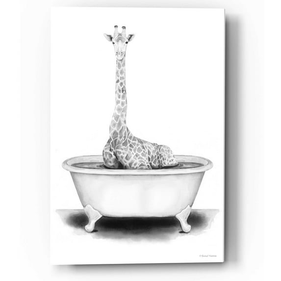Epic Art 'Giraffe in Tub' by Rachel Nieman, Acrylic Glass Wall Art, 12"x16"