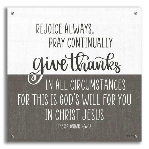 Epic Art 'Give Thanks' by Imperfect Dust, Acrylic Glass Wall Art, 24"x24"