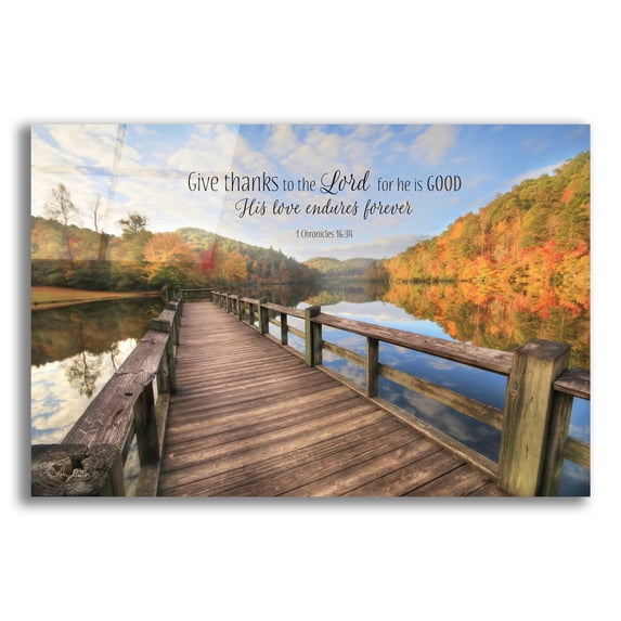 Epic Art 'Give Thanks to the Lord' by Lori Deiter, Acrylic Glass Wall Art, 24"x16"