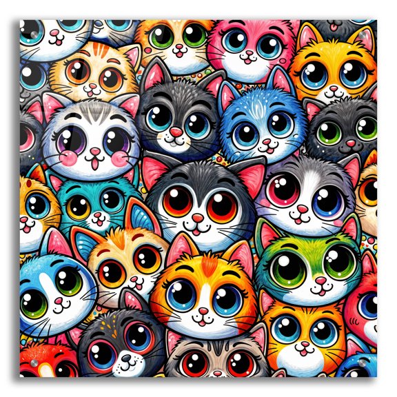 Epic Art 'Glaring Cats 3' by Rey Klimt Acrylic Glass Wall Art, 24" x 24"