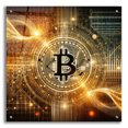 thumbnail image 1 of Epic Art 'Glowing Bitcoin' by Rey Klimt Acrylic Glass Wall Art, 24" x 24", 1 of 8