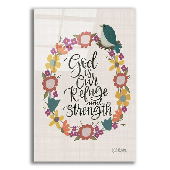 Epic Art 'God Is Our Refuge' by L. Larson, Acrylic Glass Wall Art, 12"x16"