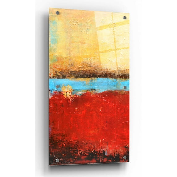 Epic Art 'Golden Dawn I' by Erin Ashley, Acrylic Glass Wall Art, 12"x24"