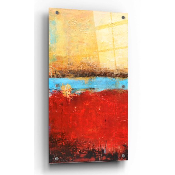 Epic Art 'Golden Dawn I' by Erin Ashley, Acrylic Glass Wall Art, 12"x24"