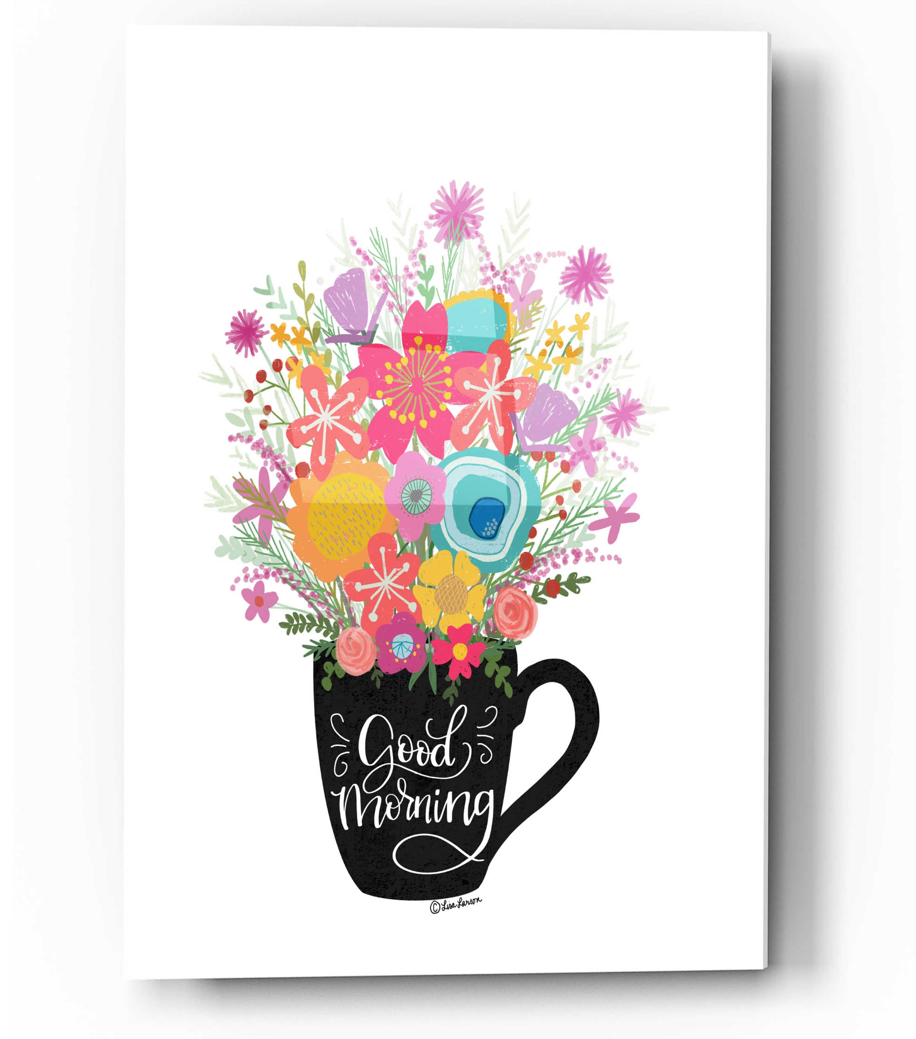 Good Morning Coffee Floral Acrylic Wall Art 16" x 12"