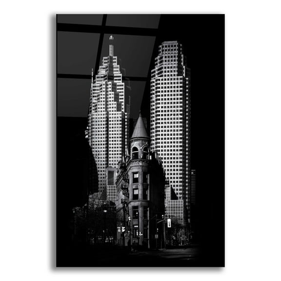 Epic Art 'Gooderham Flatiron Building And Toronto Downtown No 2' by Brian Carson, Acrylic Glass Wall Art, 12"x16"